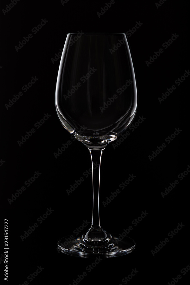 Empty Glass for wine on black background Empty Glass for wine on black background