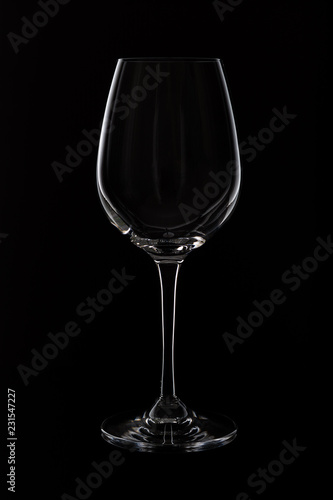 Empty Glass for wine on black background