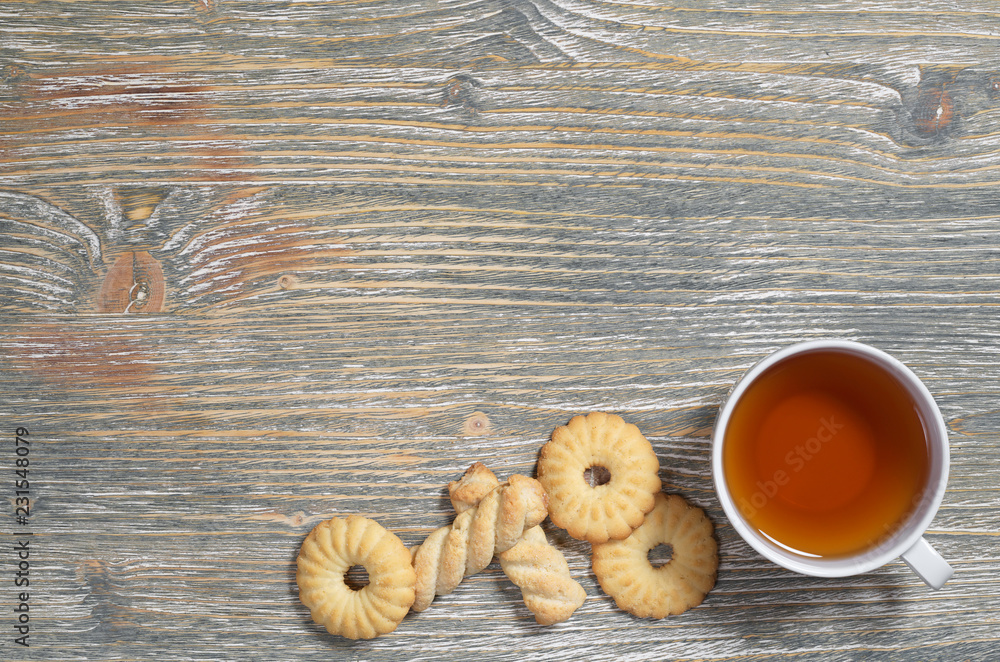 Cup of tea and various shortbread cookies Cup of tea and various shortbread cookies