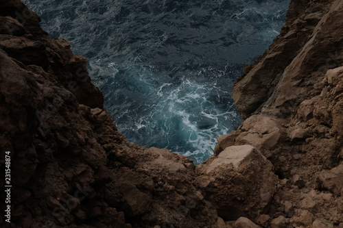 Abstract Cliff over Ocean in Portuguese Azores 