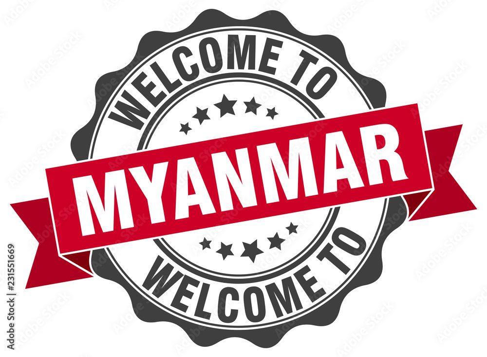 Obraz premium Myanmar round ribbon seal