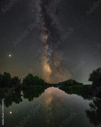 Milky way mirroring in the lake © constantincornel