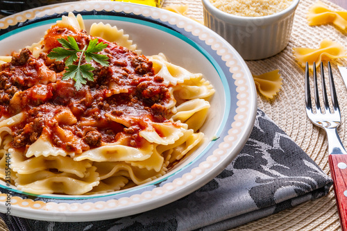 Delicious gravy pasta with bolognese sauce.
