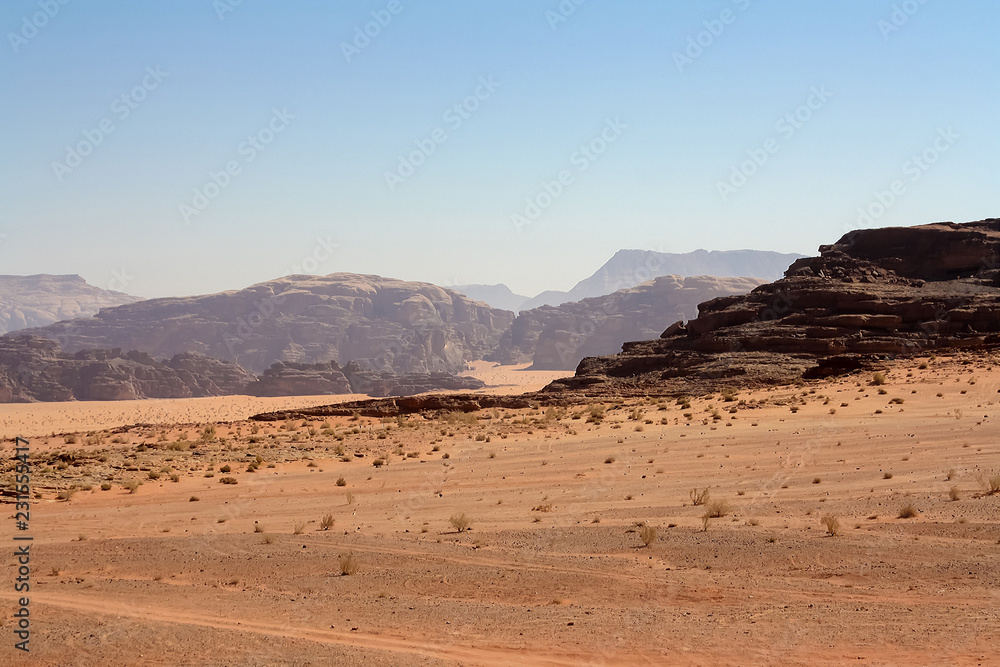 Rock in desert of Wadi Rum - Jordan