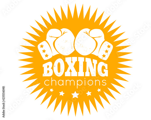 Retro emblem for boxing with gloves