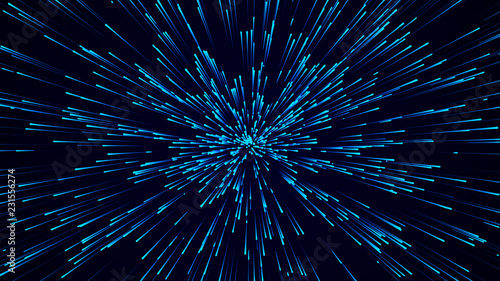 Plakat w ramie Abstract circular speed background. Starburst dynamic lines pattern. Abstract data flow background. 3D rendering.