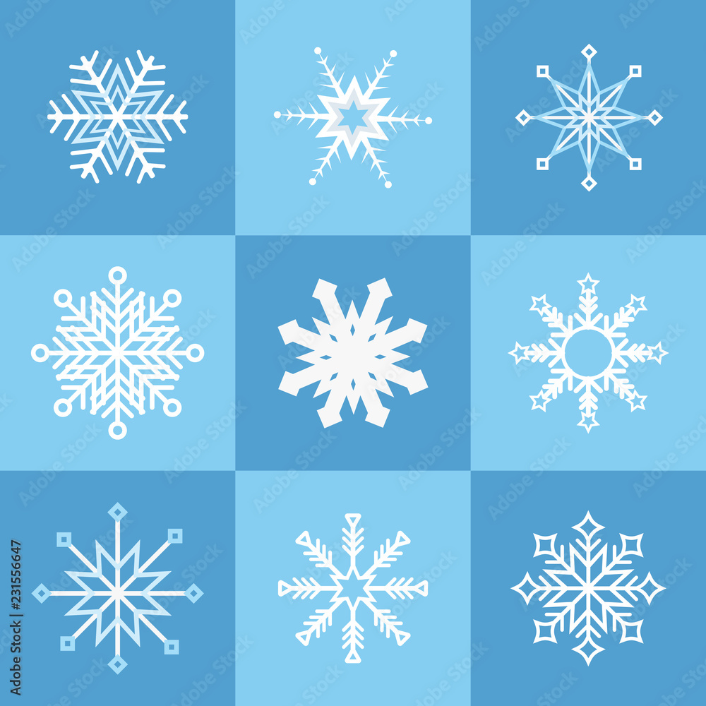 Collection of various snowflakes Collection of various snowflakes