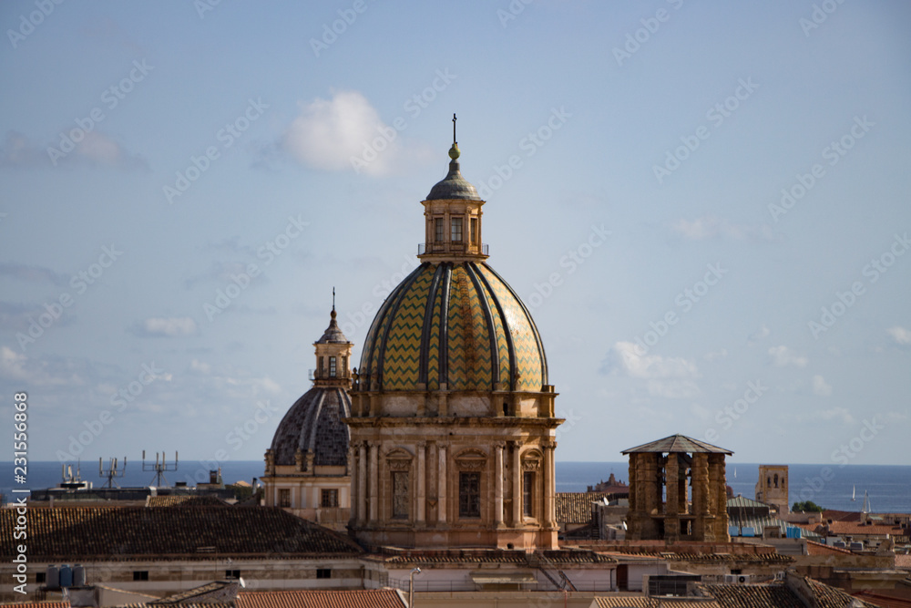Palermo domes, roofs and sea