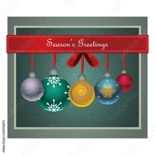 Christmas postcard with shiny baubles