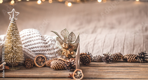 Φωτογραφία Christmas festive decor still life on wooden background