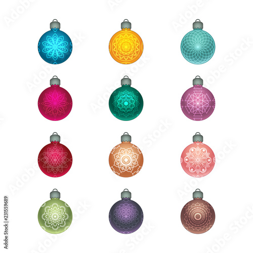 Collection of lovely shiny Christmas baubles
