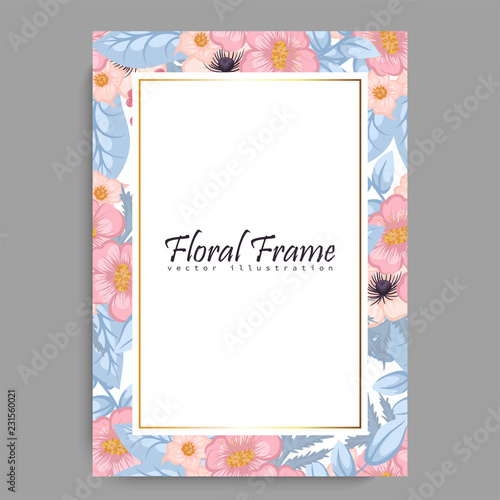 Floral frame with colorful flower.