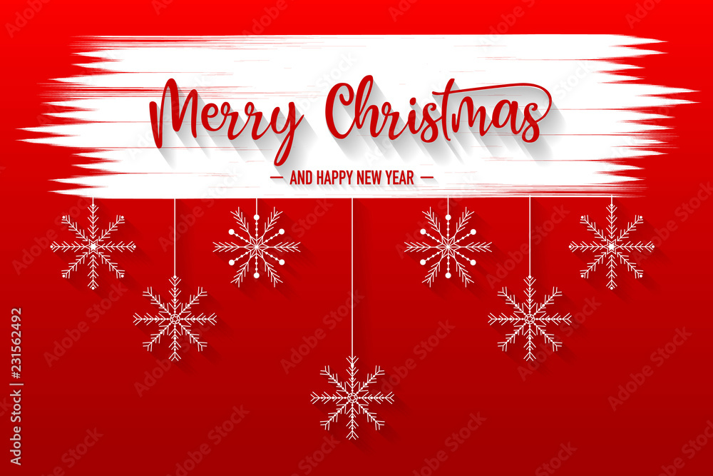 Merry christmas red background with snowflake and christmas hat, vector, illustration, eps file Merry christmas red background with snowflake and christmas hat, vector, illustration, eps file