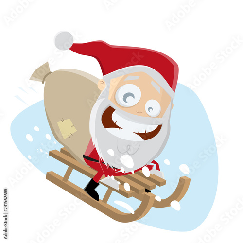 funny santa riding on sled