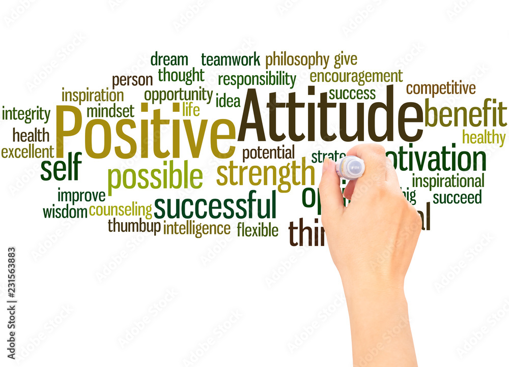 Positive Attitude word cloud hand writing concept Positive Attitude word cloud hand writing concept