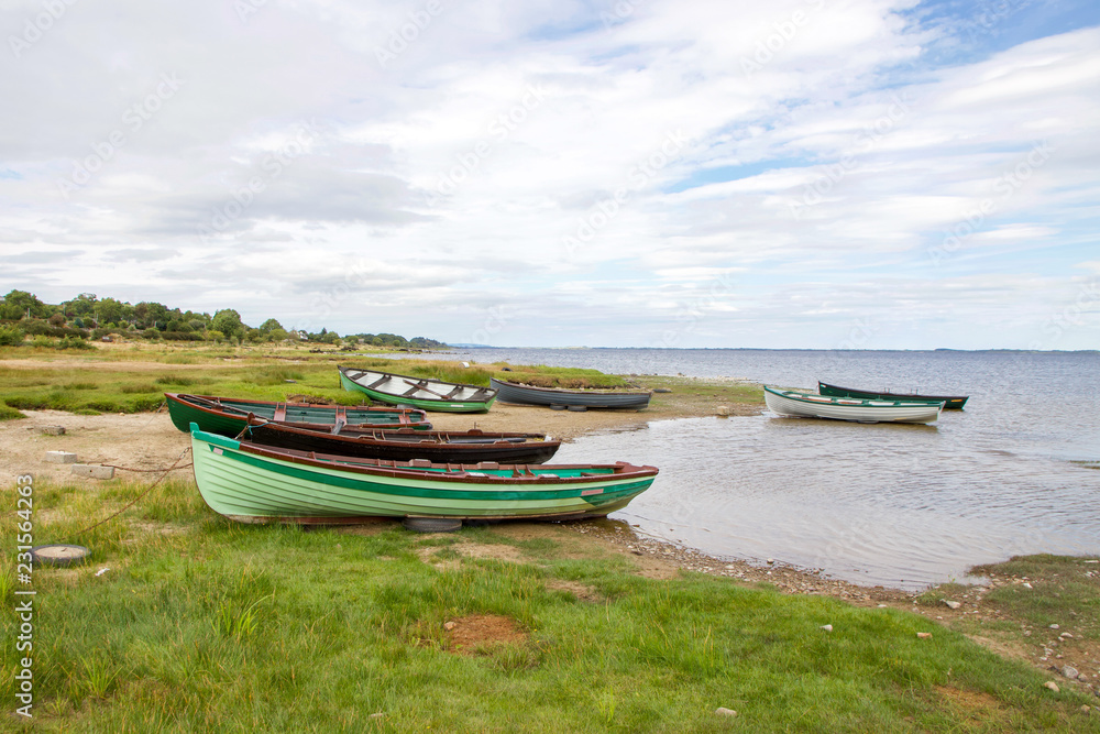 Rowing Boats on Water Bank of Lough Mask, County Mayo, Ireland