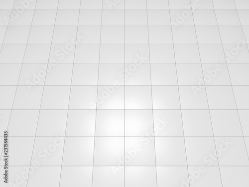 White Tiles floor texture industrial background. 3D render. 