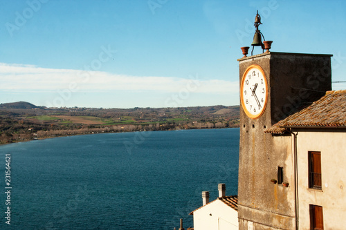 clock tower watching the lake of Bolsena