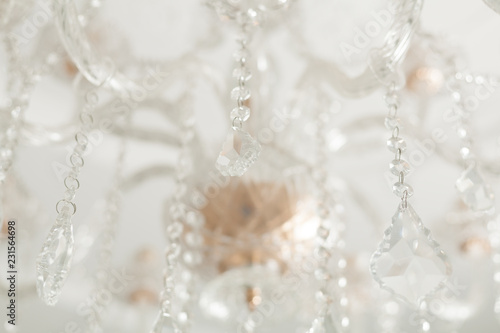 Chrystal chandelier close-up. Glamour background horizontal photo