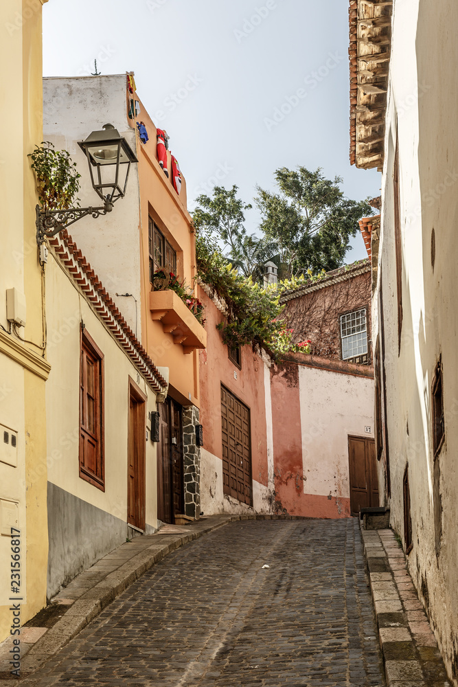 Obraz premium View of a typical street in La Orotava, on the island of Tenerife