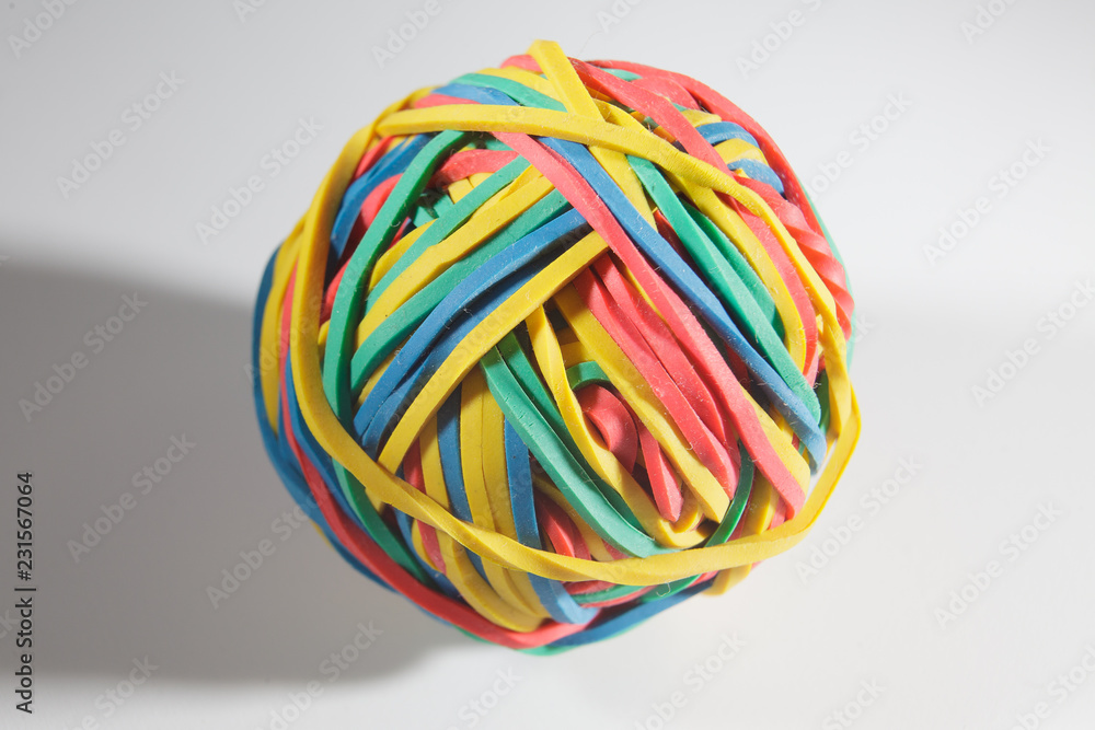 ball of multicolored rubber bands ball of multicolored rubber bands