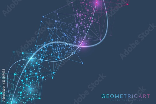 Big Data Visualization Background. Modern futuristic virtual abstract background. Science network pattern, connecting lines and dots. Global network connection vector.