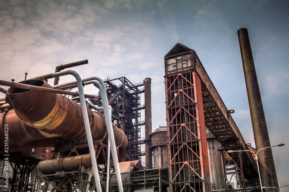 Industrial architecture of ironworks in Lower Vitkovice, Ostrava town, Czech Republic, Europe.