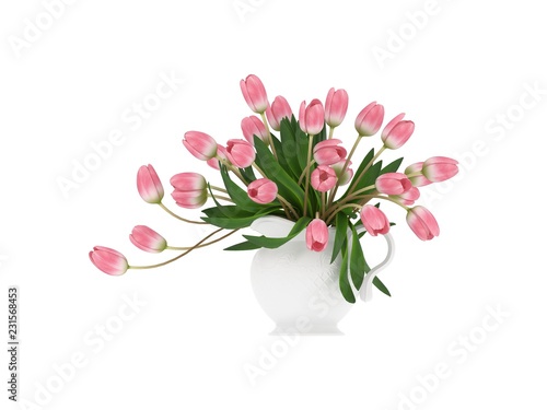 3d render pink tulips