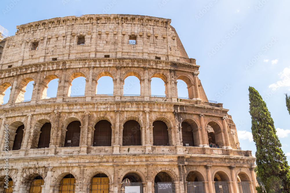 Colosseum in Rome  Ancient Roman Colosseum is one of the main tourist attractions