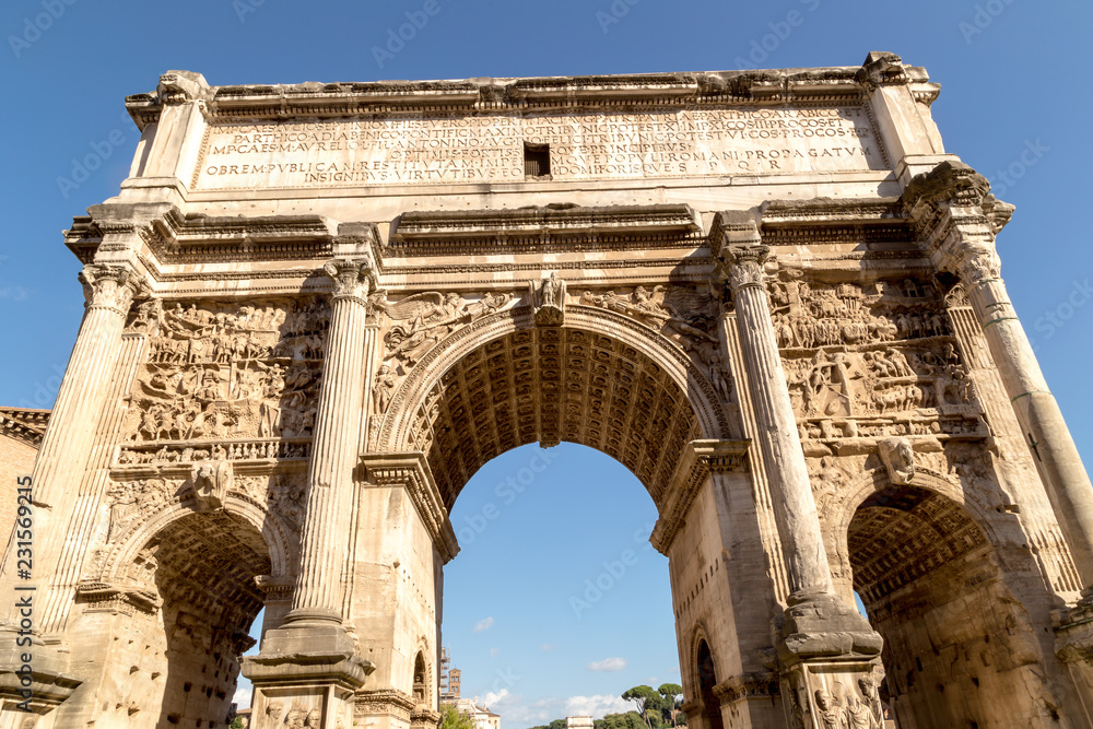 Bottom view of beautiful Arch of Constantine, Rome, Italy
