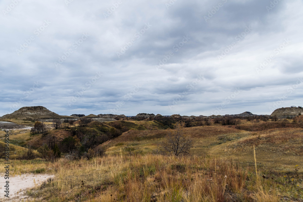 Rugged Landscapes of Theodore Roosevelt National Park in Autumn 