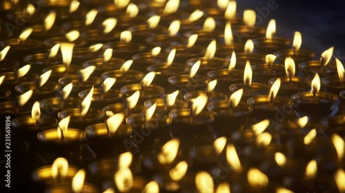 Candles burning in the Dalai Lama temple. Macleod Ganj, Dharamsala, India