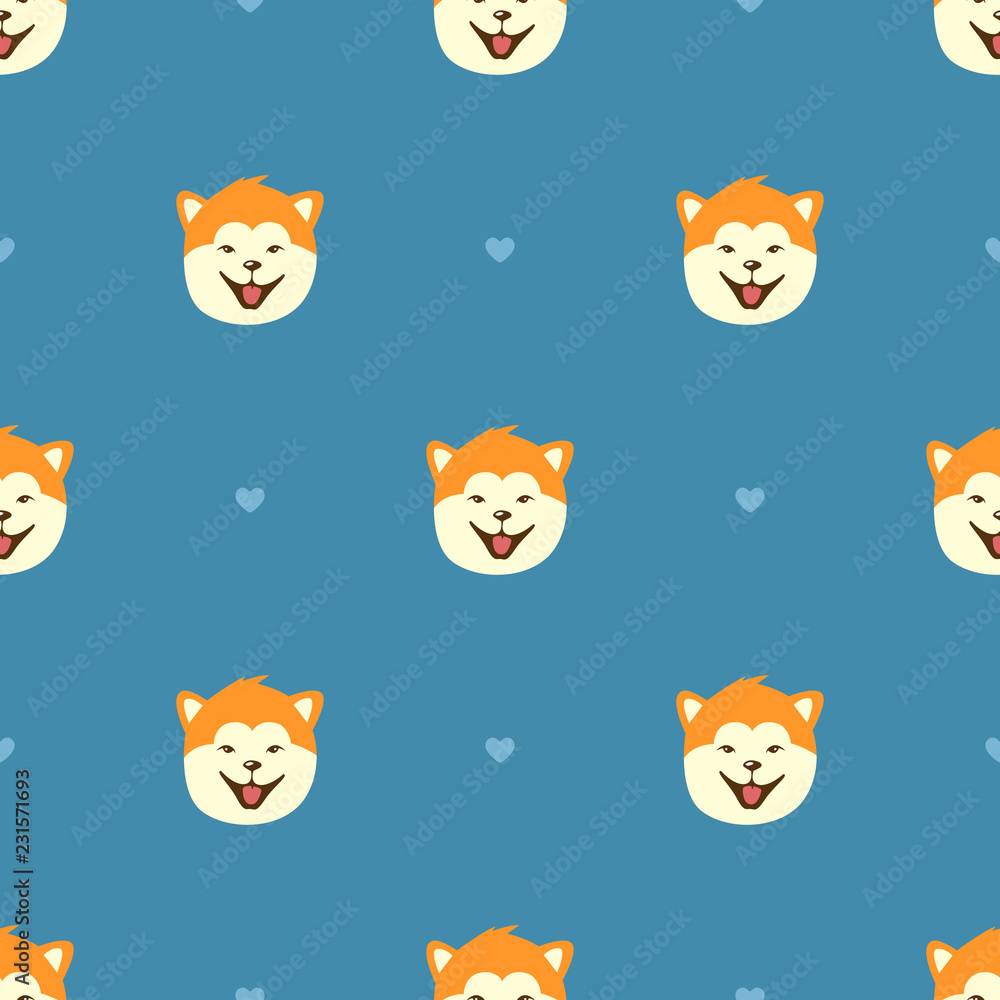 Seamless Pattern with Akita dog Seamless Pattern with Akita dog
