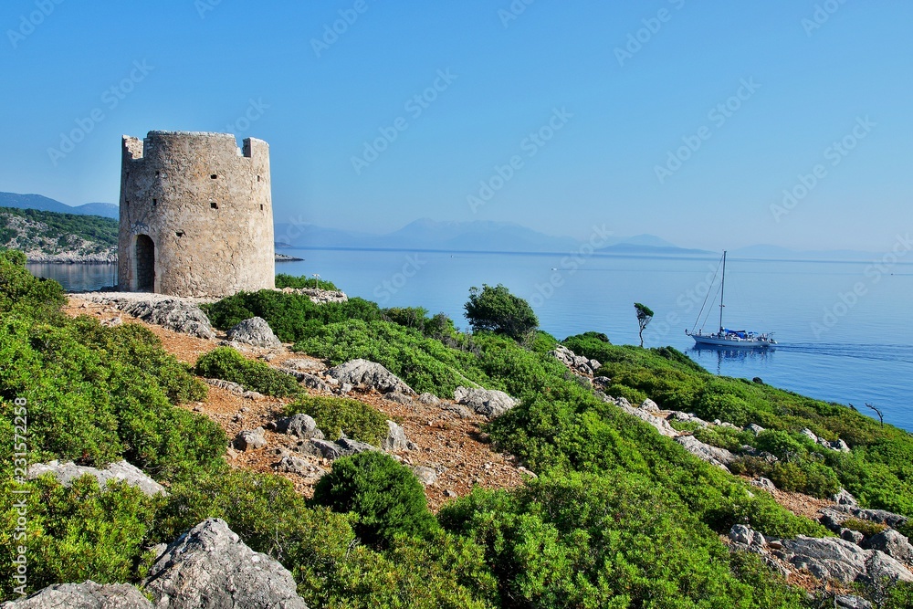 Greece, the island of Ithaki -old windmill in Kioni Greece, the island of Ithaki -old windmill in Kioni