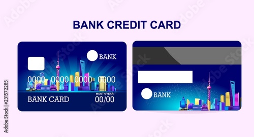 Canvas Print Bank card city