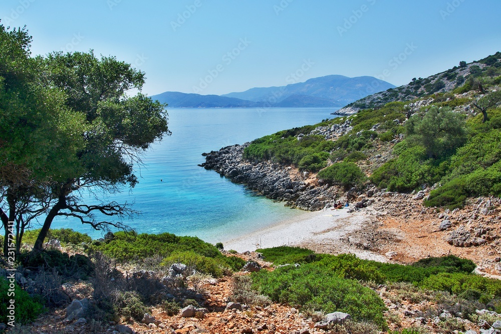 Greece,island Ithaki-view of the beach near Kioni