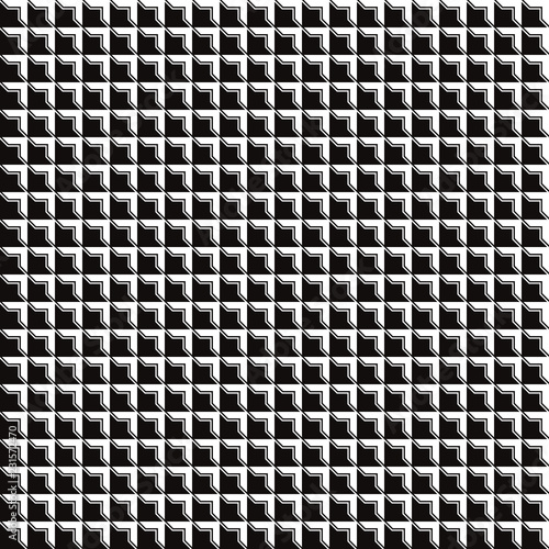 Abstract seamless geometric pattern based on squares. Black and white.  Vector background.