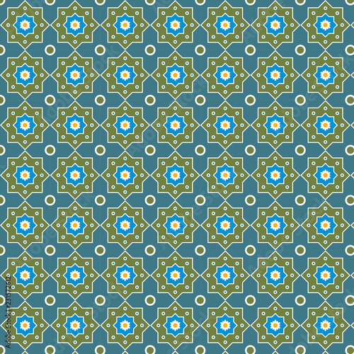 Abstract seamless geometric pattern based on stars.  Vector background.