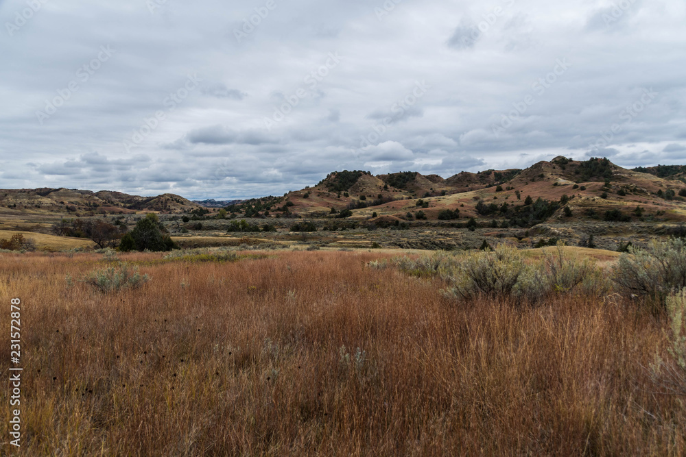 Rugged Landscapes of Theodore Roosevelt National Park in Autumn 
