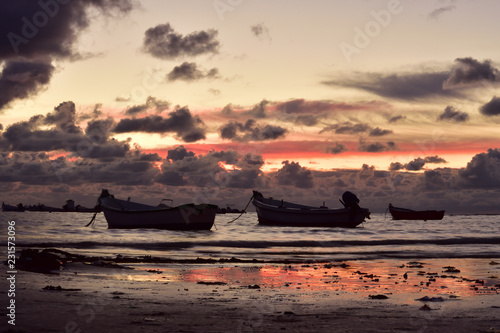 stormy sunset and tree boats  © littleedy