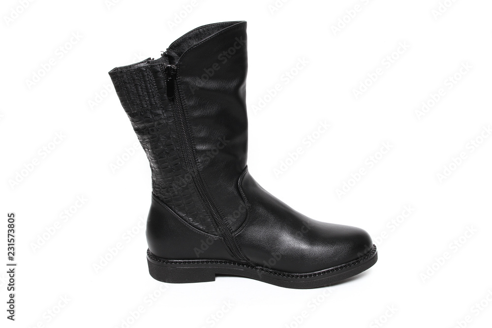Women's demi-season shoes leather isolated on white background Women's demi-season shoes leather isolated on white background