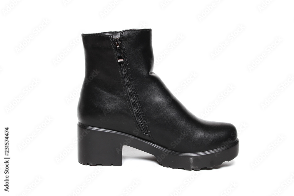 Women's demi-season shoes leather isolated on white background Women's demi-season shoes leather isolated on white background