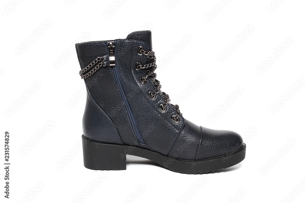 Women's demi-season shoes leather isolated on white background Women's demi-season shoes leather isolated on white background