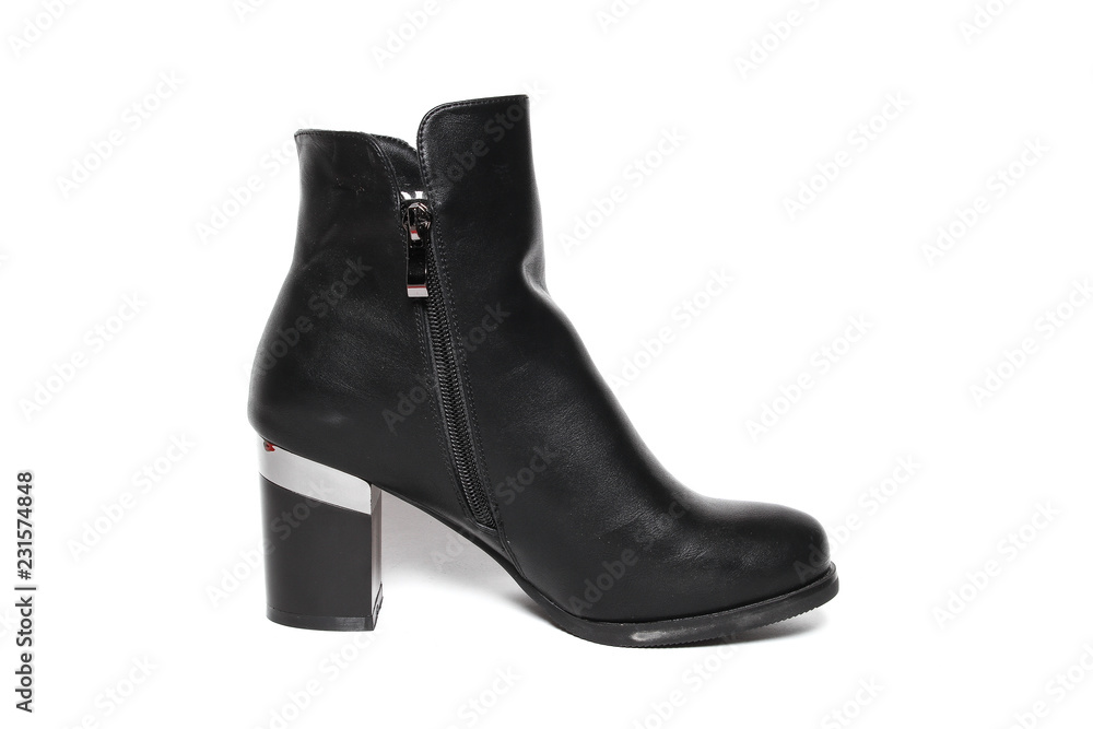 Women's demi-season shoes leather isolated on white background Women's demi-season shoes leather isolated on white background