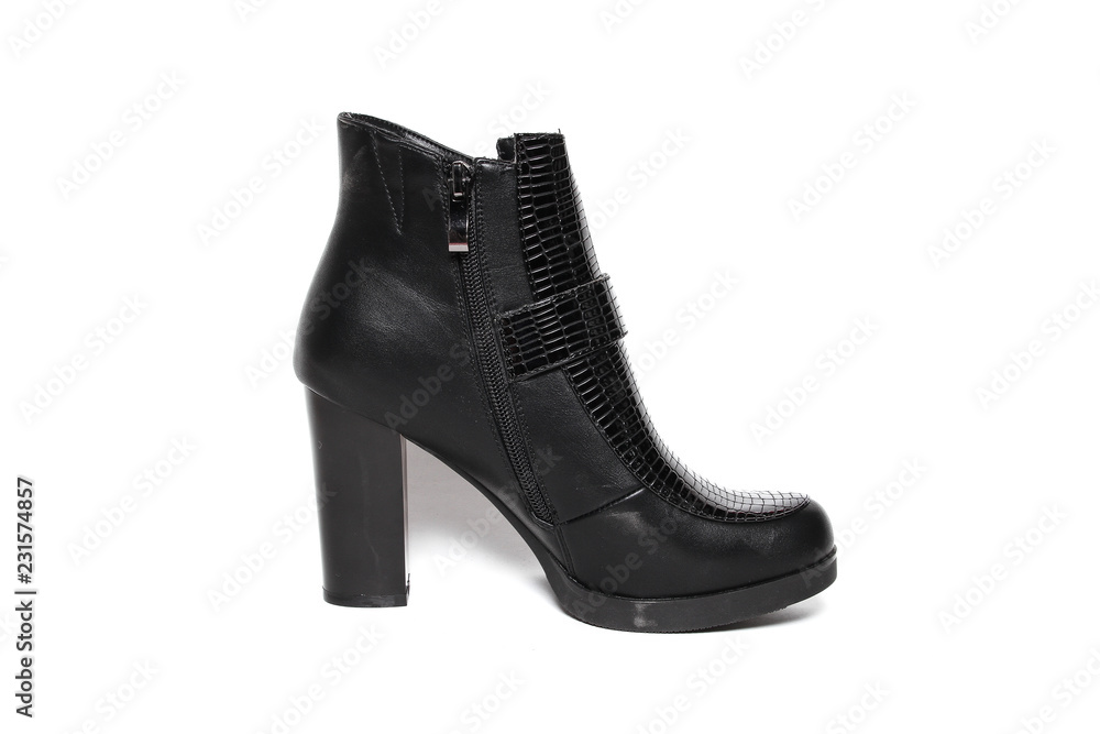 Women's demi-season shoes leather isolated on white background Women's demi-season shoes leather isolated on white background