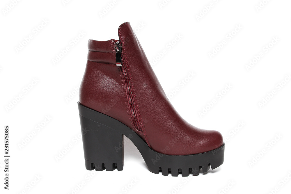 Women's demi-season shoes leather isolated on white background Women's demi-season shoes leather isolated on white background