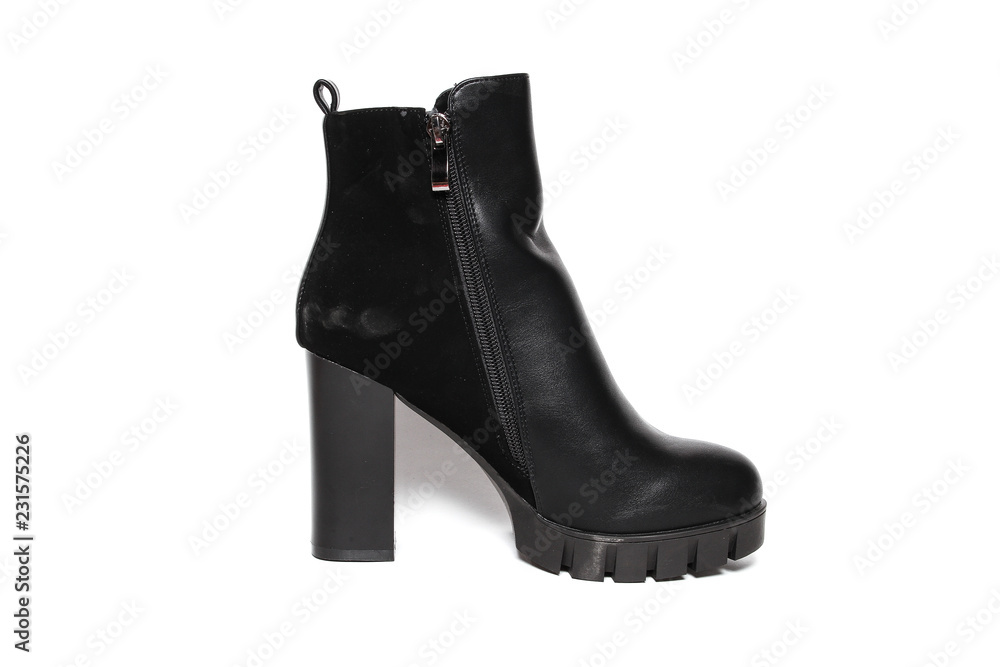 Women's demi-season shoes leather isolated on white background Women's demi-season shoes leather isolated on white background