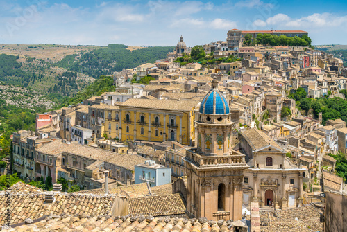 Panoramic view of Ragusa Ibla, baroque town in Sicily (Sicilia), southern Italy. photo