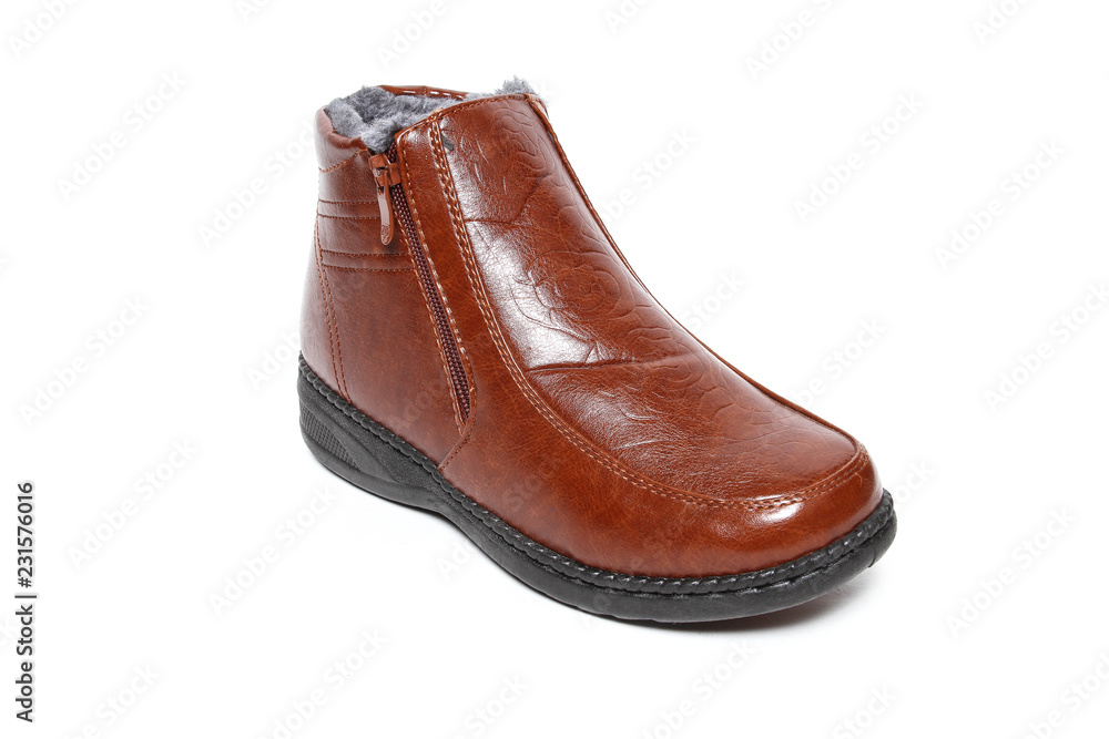 Women's demi-season shoes leather isolated on white background Women's demi-season shoes leather isolated on white background