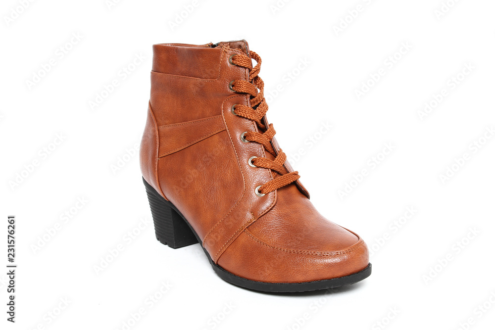 Women's demi-season shoes leather isolated on white background Women's demi-season shoes leather isolated on white background